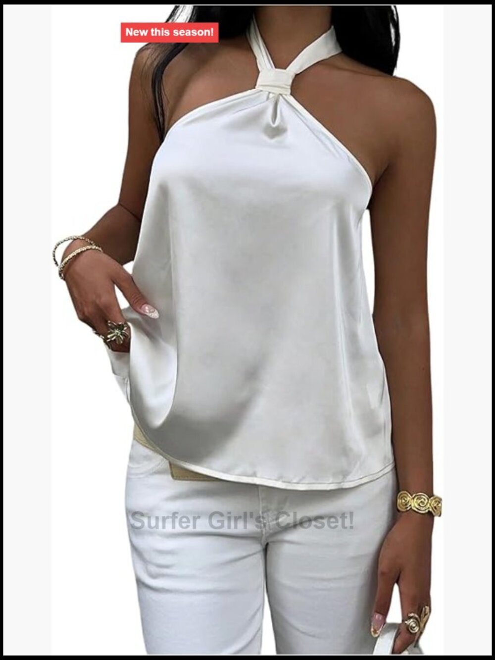 Silk Satin Halter Top Sleeveless Backless Tie Knot Front Blouse